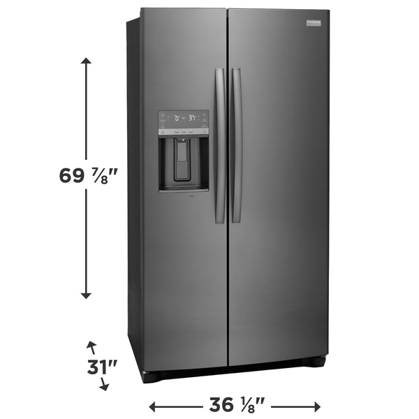 Frigidaire Gallery 22.3-cu ft Counter-Depth Side-by-Side Refrigerator with Ice Maker ,Water and Ice Dispenser ( Fingerprint Resistant Black Stainless Steel ) ENERGY STAR Certified