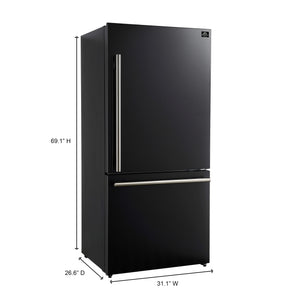 FORNO Milano Espresso 17.2-cu ft Counter-Depth Bottom-Freezer Refrigerator Black ) ENERGY STAR Certified
