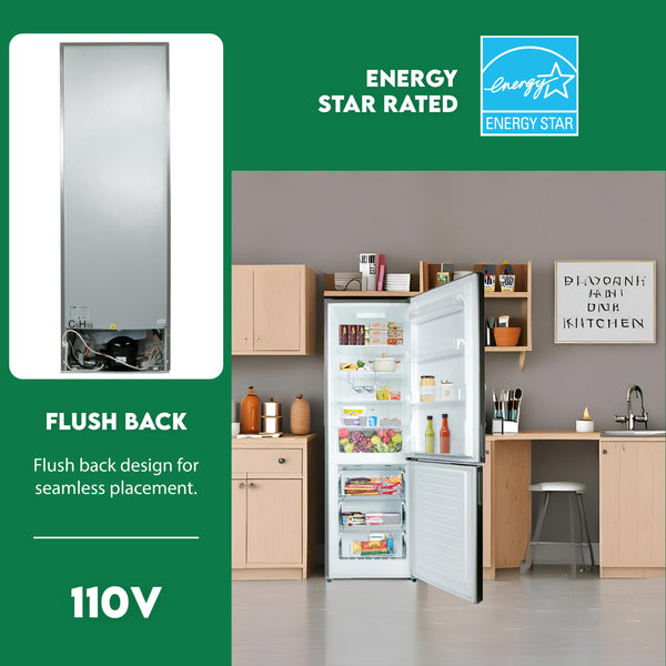 Equator Advanced Appliances 10.8-cu ft Standard-Depth Bottom-Freezer Refrigerator Stainless Steel ) Garage Ready ENERGY STAR Certified