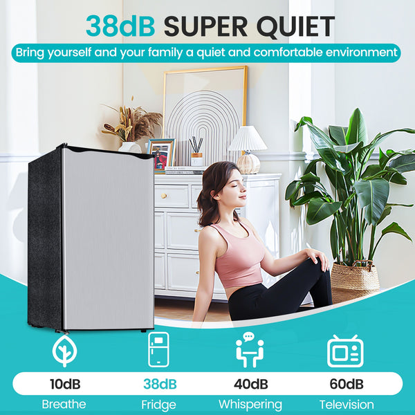 Jeremy Cass 3.2-cu ft Mini Fridge with Freezer ( Silver ) ENERGY STAR