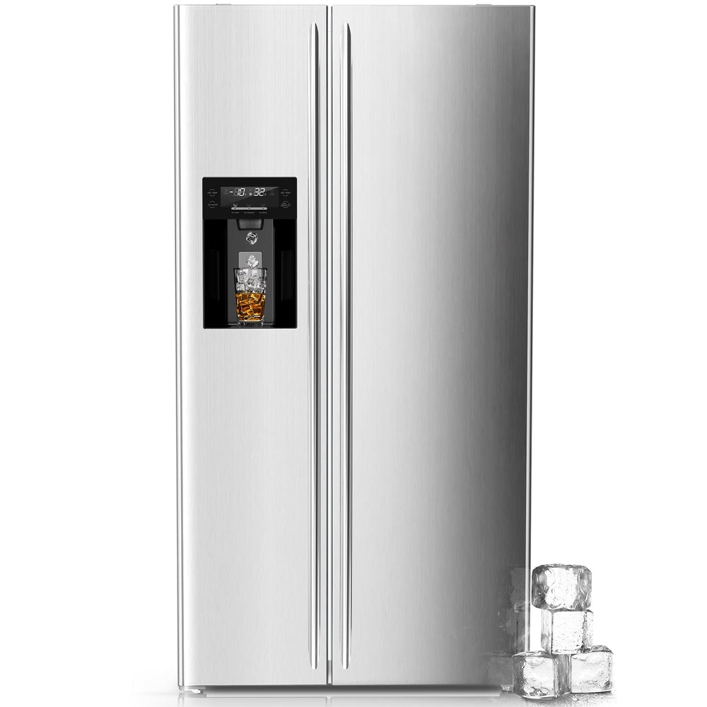 COWSAR 20.01-cu ft Counter-Depth Side-by-Side Refrigerator with Ice Maker ,Water and Ice Dispenser ( Silver )