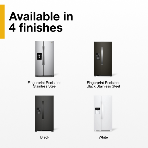 Whirlpool In-Door Can Caddy 21.4-cu ft Side-by-Side Refrigerator with Ice Maker ,Water and Ice Dispenser ( Black )