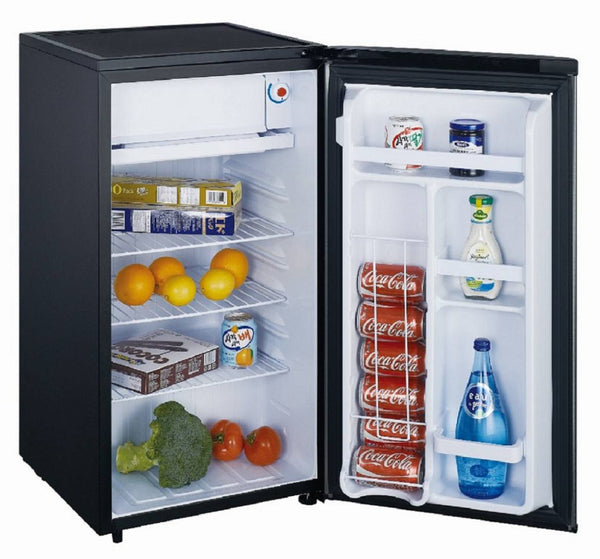 Premium Levella 3.2-cu ft Mini Fridge with Freezer ( Black cabinet with stainless door )