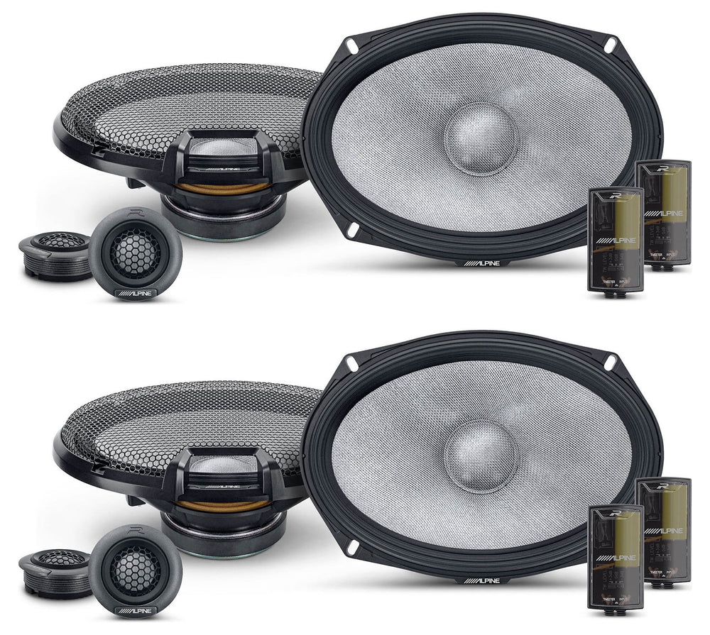 (2) Pairs Alpine R2-S69C 6×9″ 2-Way Component Car Audio Speakers High-Resolution