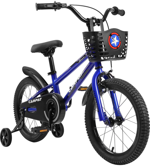 14 Inch Kids Bike for Boys, Kids Bike With Training Wheels and Basket, White