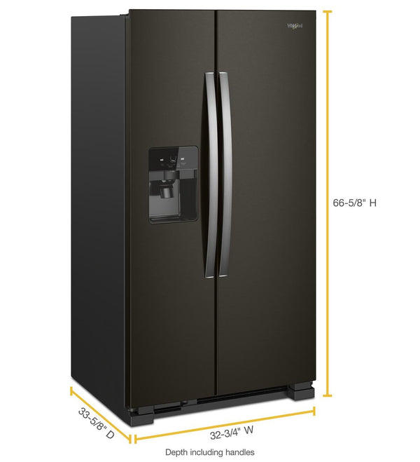 Whirlpool 24.5-cu ft Side-by-Side Refrigerator with Ice Maker ,Water and Ice Dispenser ( Fingerprint Resistant Black Stainless )