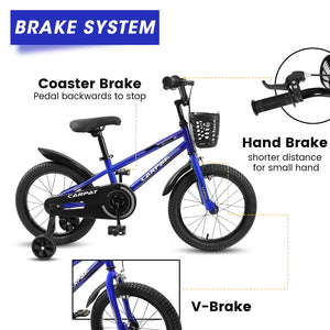 14 Inch Kids Bike for Boys, Kids Bike With Training Wheels and Basket, White