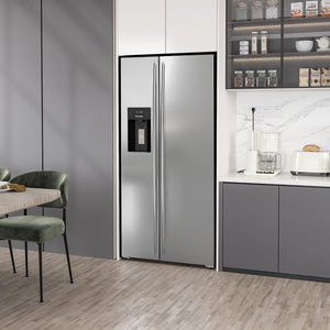 COWSAR 20.01-cu ft Counter-Depth Side-by-Side Refrigerator with Ice Maker ,Water and Ice Dispenser ( Silver )