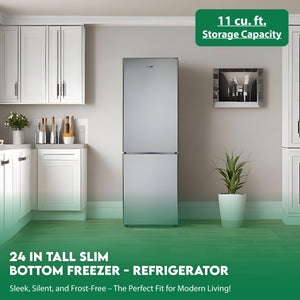 Equator Advanced Appliances 10.8-cu ft Standard-Depth Bottom-Freezer Refrigerator Stainless Steel ) Garage Ready ENERGY STAR Certified