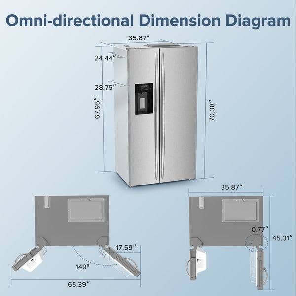 COWSAR 20.01-cu ft Counter-Depth Side-by-Side Refrigerator with Ice Maker ,Water and Ice Dispenser ( Silver )