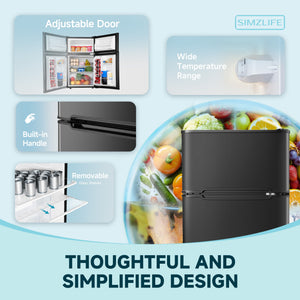 SIMZLIFE 3.2-cu ft Built-In Mini Fridge with Freezer ( Black )