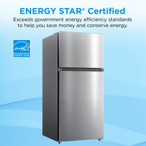 Midea Fingerprint Resistant 14.2-cu ft Counter-Depth Top-Freezer Refrigerator ( Stainless Steel ) Garage Ready ENERGY STAR Certified