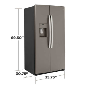 GE 21.8-cu ft Counter-Depth Side-by-Side Refrigerator with Ice Maker ,Water and Ice Dispenser ( Slate )