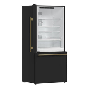 FORNO Milano Espresso 17.2-cu ft Counter-Depth Bottom-Freezer Refrigerator with Ice Maker ( Black ) ENERGY STAR Certified