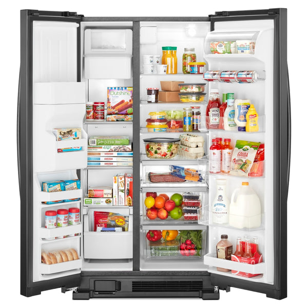 Whirlpool In-Door Can Caddy 21.4-cu ft Side-by-Side Refrigerator with Ice Maker ,Water and Ice Dispenser ( Black )