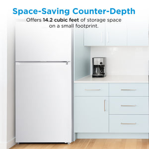 Midea Fingerprint Resistant 14.2-cu ft Counter-Depth Top-Freezer Refrigerator ( White ) Garage Ready ENERGY STAR Certified