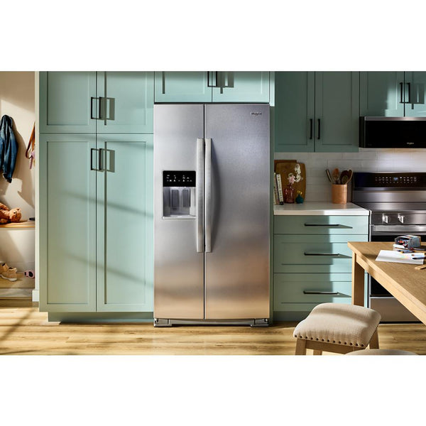 Whirlpool 20.85-cu ft Counter-Depth Side-by-Side Refrigerator with Ice Maker ,Water and Ice Dispenser ( Black )