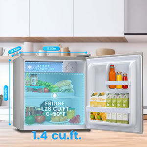 COWSAR 1.4-cu ft Mini Fridge with Freezer ( Gray ) Garage Ready