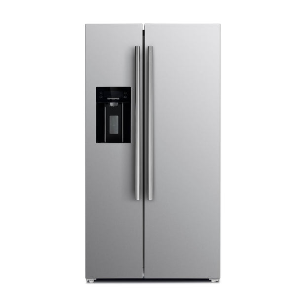 FORNO 20-cu ft Counter-Depth Side-by-Side Refrigerator with Ice Maker ,Water and Ice Dispenser ( Stainless Steel ) ENERGY STAR Certified