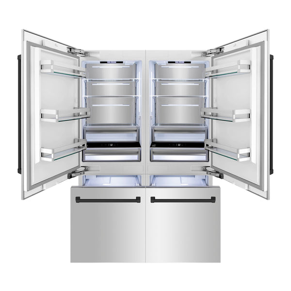 ZLINE KITCHEN & BATH Counter-Depth Autograph Edition 32.2-cu ft 4 -Door Built-In French Door Refrigerator with Dual Ice Maker with Water Dispenser ( Stainless Steel with Matte Black Handles ) ENERGY STAR Certified