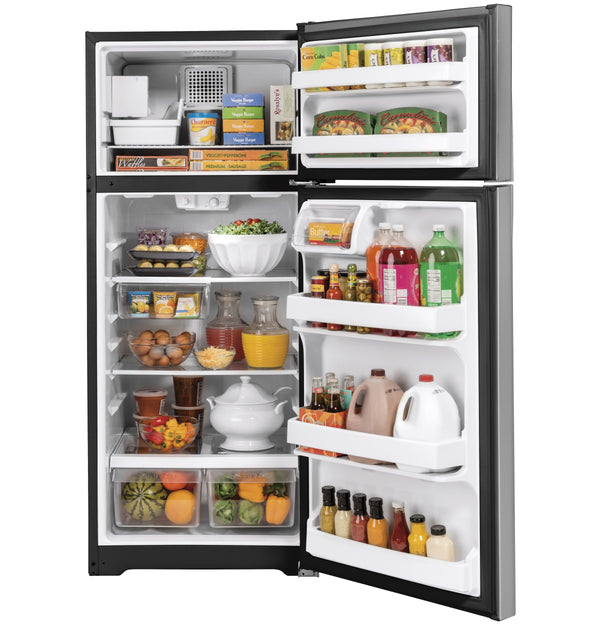 GE 17.5-cu ft Top-Freezer Refrigerator with Ice Maker ( Stainless Steel ) ENERGY STAR Certified