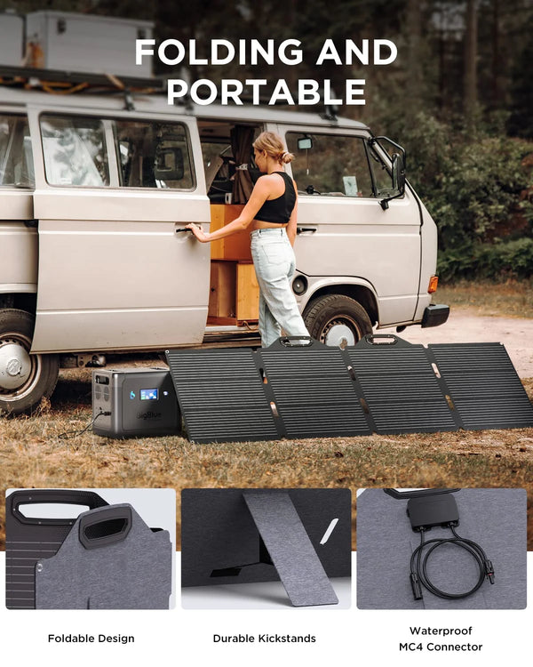 BigBlue 2500W Solar Generator with 200W Portable Solar Panel, 1843Wh CellPowa 2500 Power Station with APP and GPS, 2Hrs AC Charge to 100%, 10ms UPS, Backup Battery Kit for RV Camping Outdoor Home Use