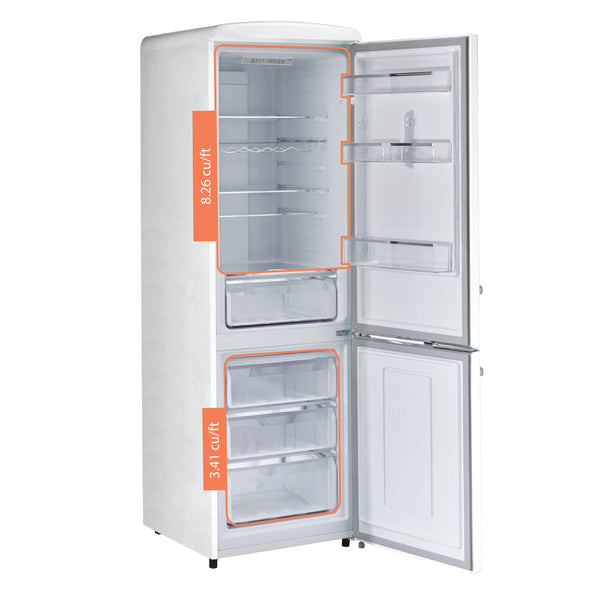 UNIQUE Classic Retro 11.7-cu ft Counter-Depth Bottom-Freezer Refrigerator Marshmallow White ) ENERGY STAR Certified