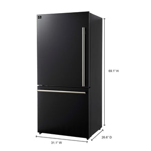 FORNO Milano Espresso 17.2-cu ft Counter-Depth Bottom-Freezer Refrigerator with Ice Maker ( Black ) ENERGY STAR Certified