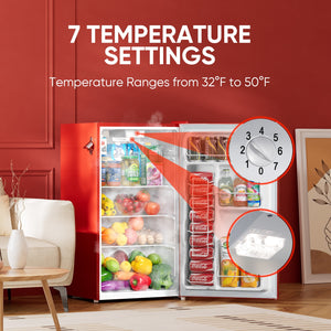 Upstreman 3.2-cu ft Retro Mini Fridge(Red)ENERGY STAR