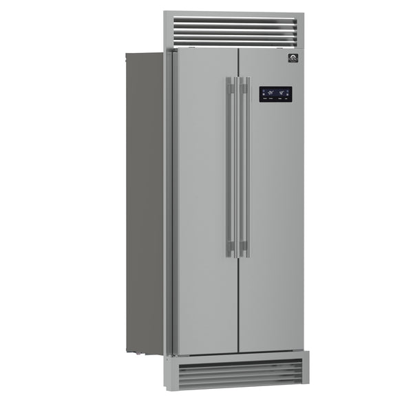 FORNO Salerno 15.6-cu ft Counter-Depth Side-by-Side Refrigerator ( Stainless steel )