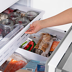 ZLINE KITCHEN & BATH Counter-Depth 19.6-cu ft 3 -Door Built-In French Door Refrigerator with Ice Maker with Water Dispenser ( Satin Stainless Steel, Polished Gold Handle ) ENERGY STAR Certified